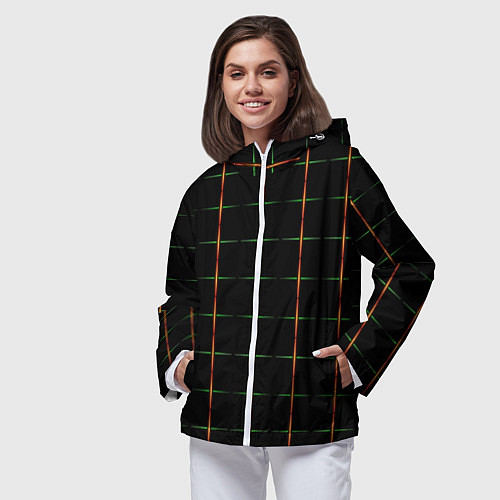 Женская ветровка Color black orange green crosses / 3D-Белый – фото 3