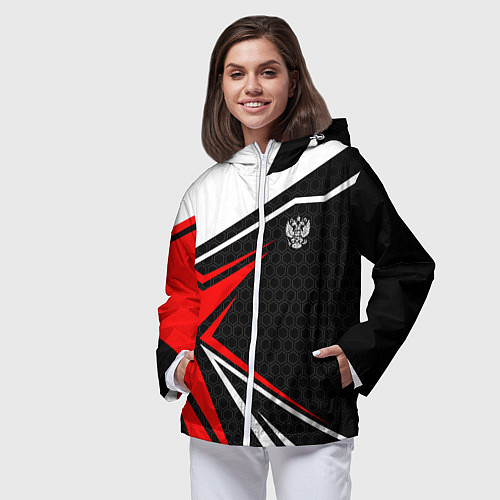 Женская ветровка Герб России - красный спортивный / 3D-Белый – фото 3