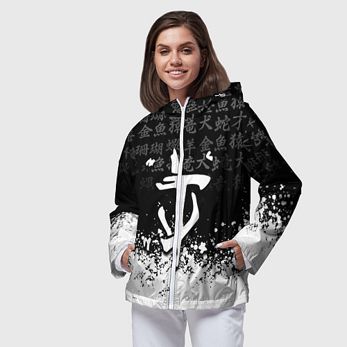 Женская ветровка Doom японские символы краски / 3D-Белый – фото 3