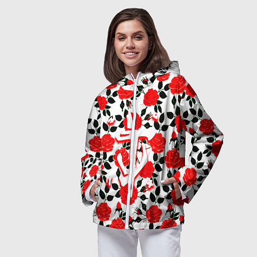 Женская ветровка Doom розы / 3D-Белый – фото 3
