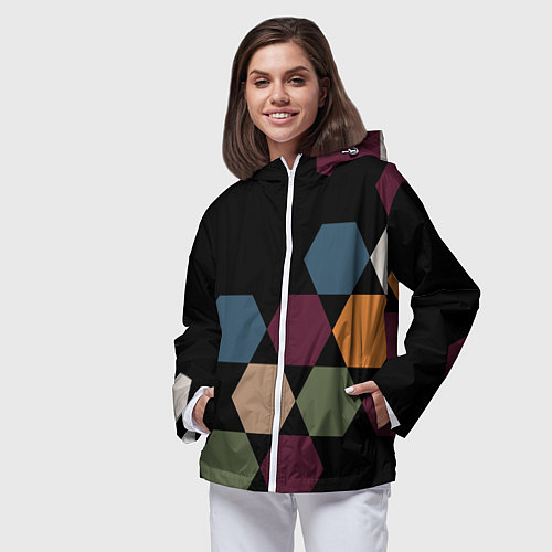 Женская ветровка Honeycombs autumn colors / 3D-Белый – фото 3