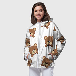 Ветровка с капюшоном женская Мордашка мишки, цвет: 3D-белый — фото 2