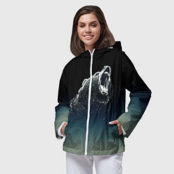 Ветровка с капюшоном женская Бурый в гневе - градиент, цвет: 3D-белый — фото 2