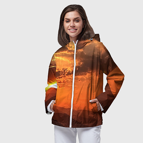 Женская ветровка Закат на перевале актопрак / 3D-Белый – фото 3