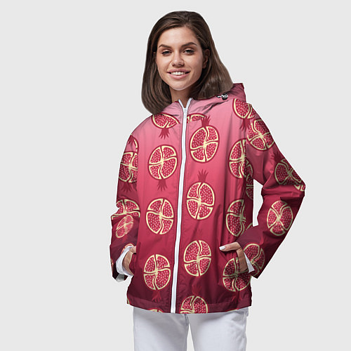 Женская ветровка Сочные гранаты / 3D-Белый – фото 3