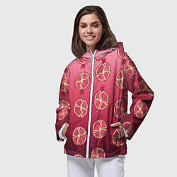 Ветровка с капюшоном женская Сочные гранаты, цвет: 3D-белый — фото 2