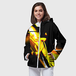 Ветровка с капюшоном женская Doom геометрия из полос, цвет: 3D-белый — фото 2