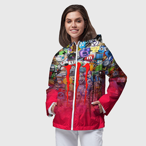 Женская ветровка Monster energy social stiker / 3D-Белый – фото 3