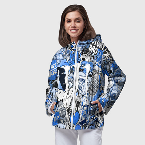 Женская ветровка Monster energy sticker blue / 3D-Белый – фото 3