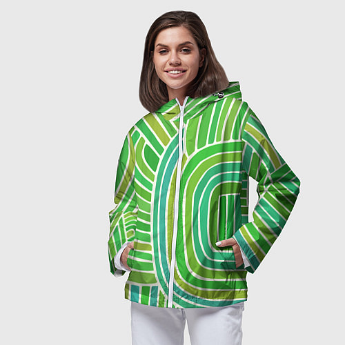 Женская ветровка Абстрактный узор зеленый / 3D-Белый – фото 3