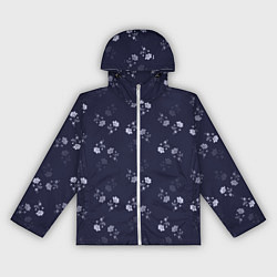 Ветровка с капюшоном женская Цветочный узор синий, цвет: 3D-белый