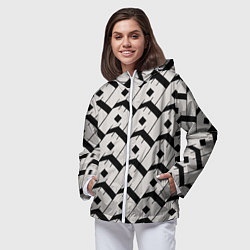 Ветровка с капюшоном женская Три буквы: чёрные, цвет: 3D-белый — фото 2