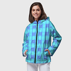 Ветровка с капюшоном женская Color neon light blue purple stripes, цвет: 3D-черный — фото 2