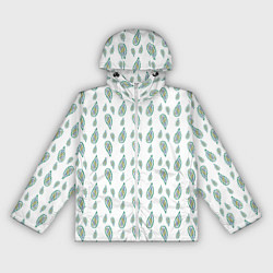 Ветровка с капюшоном женская Белый с абстрактным зелёным рисунком, цвет: 3D-белый