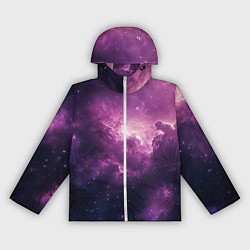 Ветровка с капюшоном женская Облака в космосе, цвет: 3D-белый