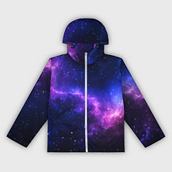 Ветровка с капюшоном женская Голубо фиолетовый неоновый космос, цвет: 3D-белый