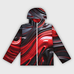 Ветровка с капюшоном женская Красная и черная краска - текстура, цвет: 3D-белый