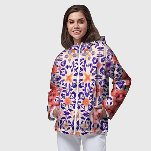 Женская ветровка Цветочная метаморфоза фиолетово-розовая / 3D-Белый – фото 3