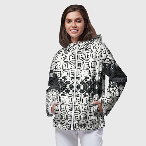Женская ветровка Серая узорчатая метаморфоза / 3D-Белый – фото 3