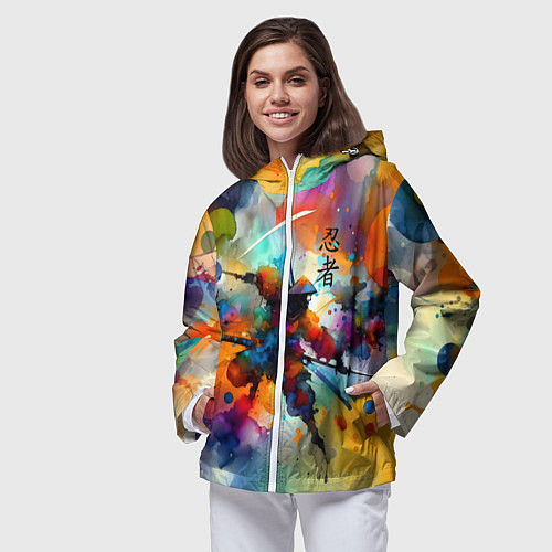 Женская ветровка Ninja - watercolor impressionism / 3D-Белый – фото 3