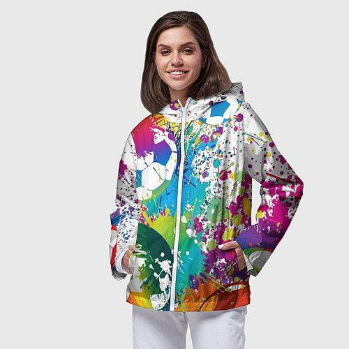 Женская ветровка Краски футбола / 3D-Белый – фото 3