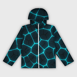 Ветровка с капюшоном женская Неоновые голубые соты, цвет: 3D-белый