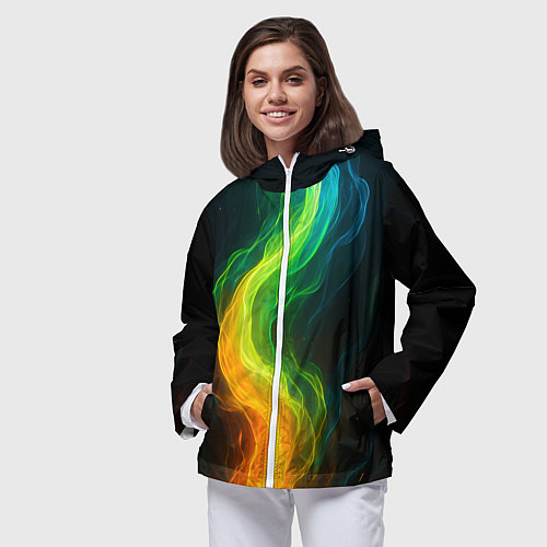 Женская ветровка Разноцветное пламя / 3D-Белый – фото 3