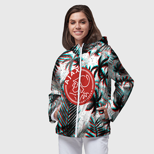 Женская ветровка Ajax тропики глитч / 3D-Белый – фото 3