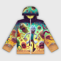 Ветровка с капюшоном женская Рик Санчес убегает от монстров, цвет: 3D-белый