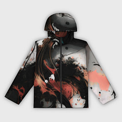 Ветровка с капюшоном женская Тёмные краски абстракция красно-чёрный, цвет: 3D-черный