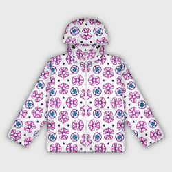 Ветровка с капюшоном женская Паттерн из абстрактных цветов, цвет: 3D-белый