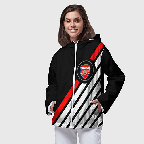 Женская ветровка Арсенал геометрия полосы / 3D-Белый – фото 3