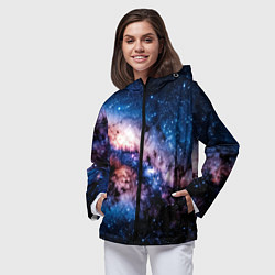 Ветровка с капюшоном женская Фантастический космос звёзды и туманности, цвет: 3D-черный — фото 2