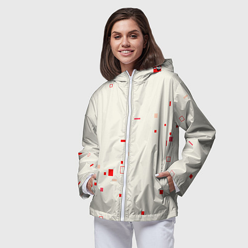 Женская ветровка Color white red shapes / 3D-Белый – фото 3