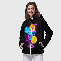 Ветровка с капюшоном женская Night beach, цвет: 3D-белый — фото 2