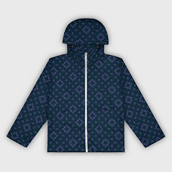 Ветровка с капюшоном женская Синяя геометрическая текстура, цвет: 3D-белый