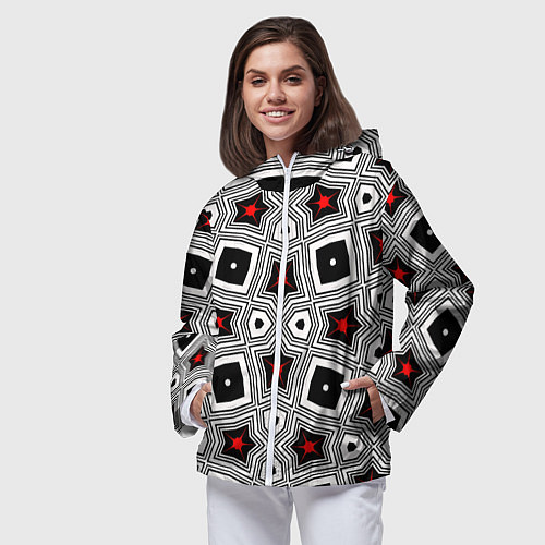Женская ветровка Звезды в геометрической абстракции / 3D-Белый – фото 3