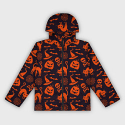 Ветровка с капюшоном женская Паттерн с символами праздника Хэллоуин, цвет: 3D-черный