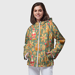 Ветровка с капюшоном женская Имбирные пряники, цвет: 3D-белый — фото 2