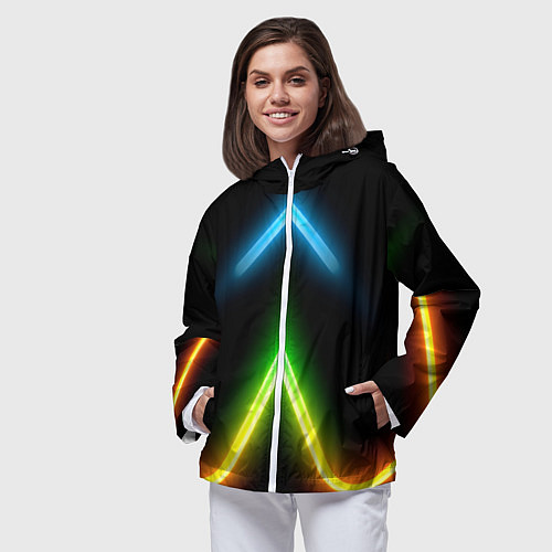 Женская ветровка Neon multicolored lines / 3D-Белый – фото 3