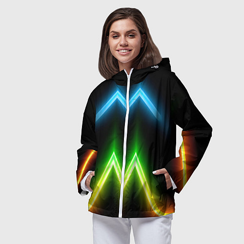 Женская ветровка Neon multicolored lines / 3D-Белый – фото 3