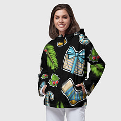 Ветровка с капюшоном женская Christmas soul, цвет: 3D-черный — фото 2