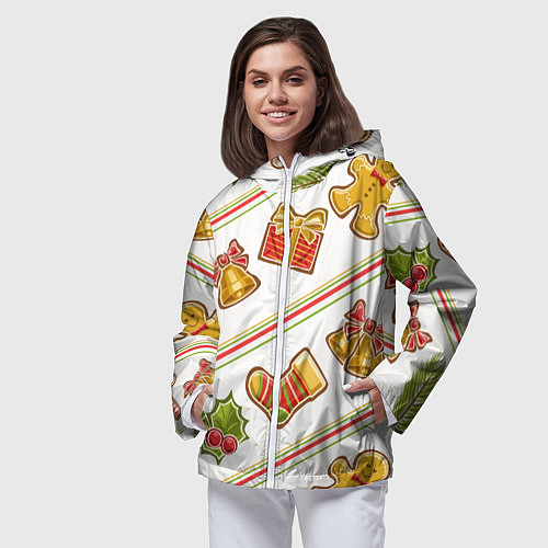 Женская ветровка Рождественский дух / 3D-Белый – фото 3