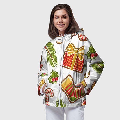 Женская ветровка Рождественский вайб / 3D-Белый – фото 3