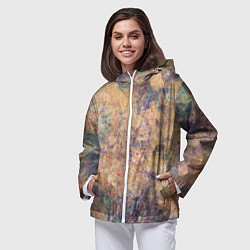 Ветровка с капюшоном женская Абстракция - pink marble with blue flecks, цвет: 3D-белый — фото 2