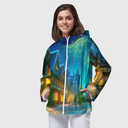 Женская ветровка Праздничный новогодний салют / 3D-Белый – фото 3