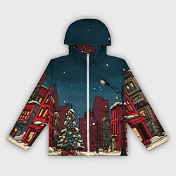 Ветровка с капюшоном женская Новогодняя ночь, цвет: 3D-белый