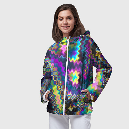 Женская ветровка Абстракция переливы / 3D-Белый – фото 3