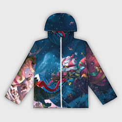 Ветровка с капюшоном женская Санта с динозавром, цвет: 3D-белый