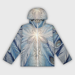 Ветровка с капюшоном женская Ледяной перьевой орнамент со светом, цвет: 3D-белый